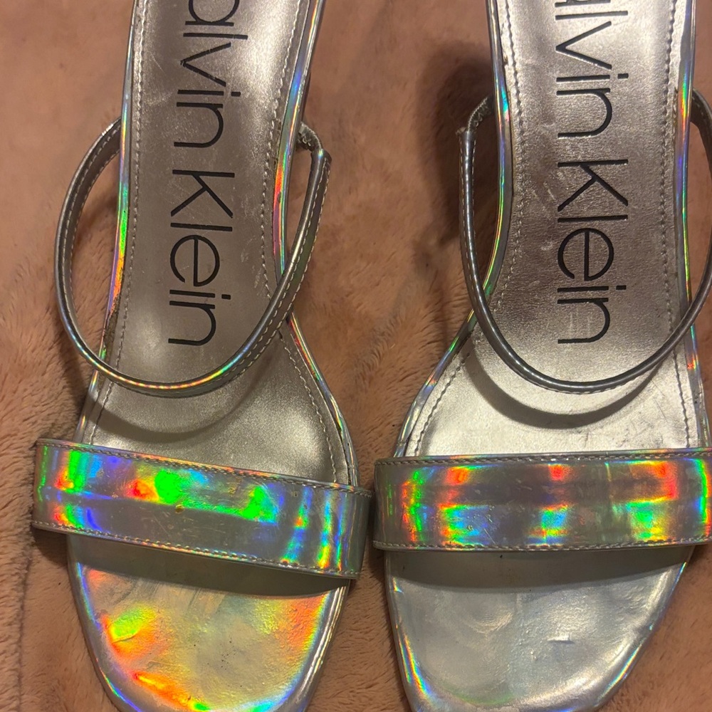 Calvin Klein Iridescent Silver Heels
